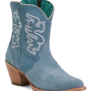 CORRAL Blue Suede Leathr Embroidered Western/Cowboy Pointed Toe Boots Size 7 NIB